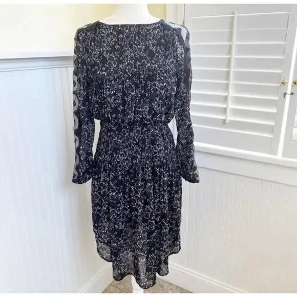Free People Dress Open Back Size XS Black & Purple Floral Boho Charlotte Lace - Picture 3 of 16